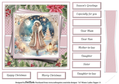 7x7 Winter Ladies 11 Card Front with Sentiments