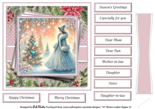 7x7 Winter Ladies 12 Card Front with Sentiments
