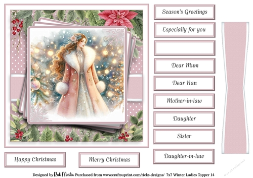 7x7 Winter Ladies 14 Card Front with Sentiments