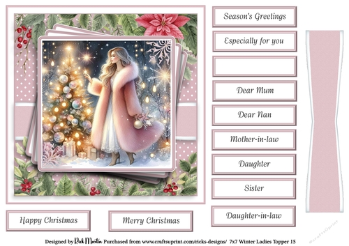 7x7 Winter Ladies 15 Card Front with Sentiments