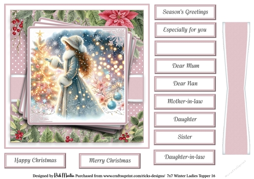 7x7 Winter Ladies 16 Card Front with Sentiments