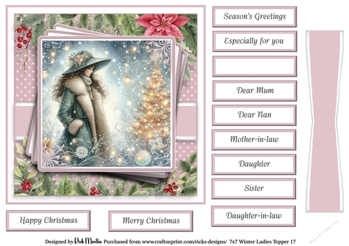 7x7 Winter Ladies 17 Card Front with Sentiments