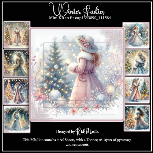 7x7 Winter Ladies Mini Pyramage Kit x9 A4 Sheets 