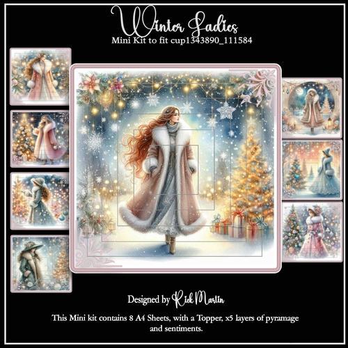 7x7 Winter Ladies Mini Pyramage Kit x A4 Sheets 