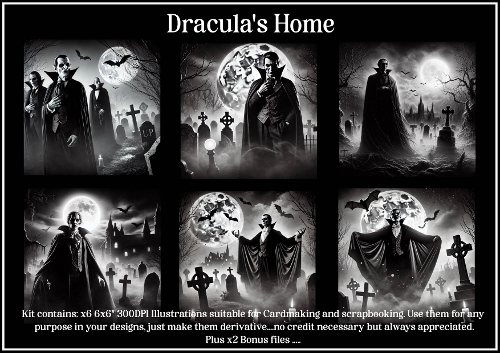 Draculas Home -illustrations for Cardmakers & Designers CU4CU/PU/CU