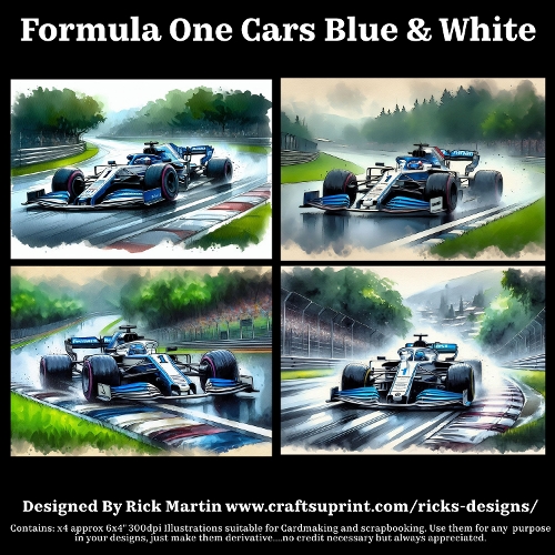 Formula One Cars - Blue & White