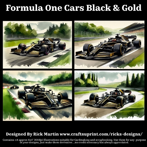 Formula One Cars - Black & Gold