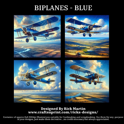 BIPLANES BLUE - Illustrations for Cardmakers & Designers 