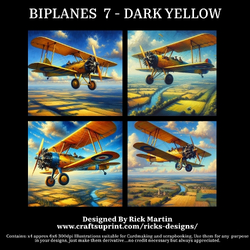 BIPLANES 7 DARK YELLOW - Illustrations for Cardmakers & Designers 