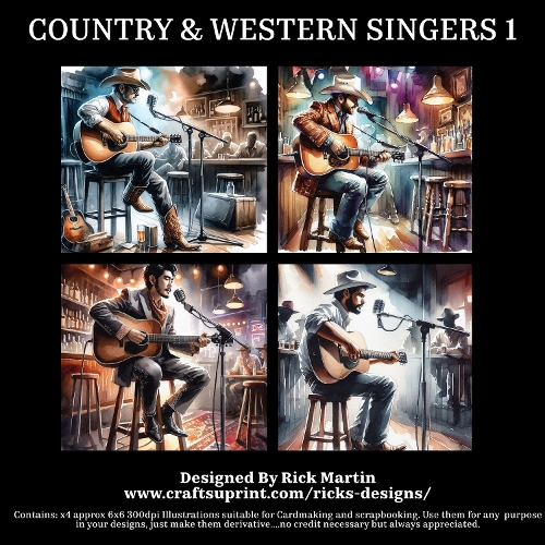 COUNTRY & WESTERN SINGERS 1 - Illustrations for Cardmakers & Designers 
