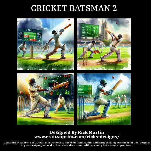 CRICKET BATSMAN 2 - Illustrations for Cardmakers & Designers 