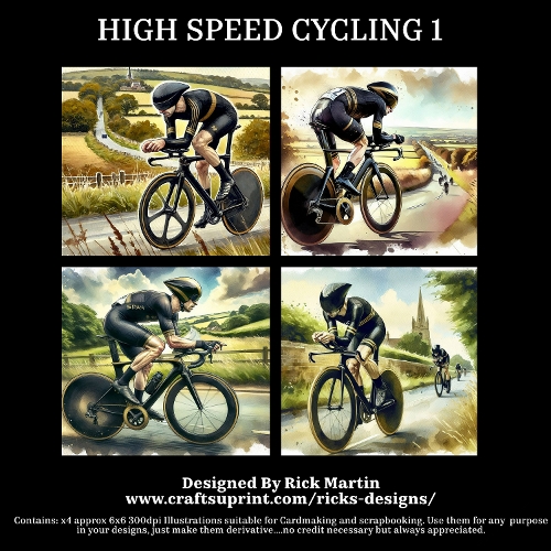 HIGH SPEED CYCLING 1  - Illustrations for Cardmakers & Designers 