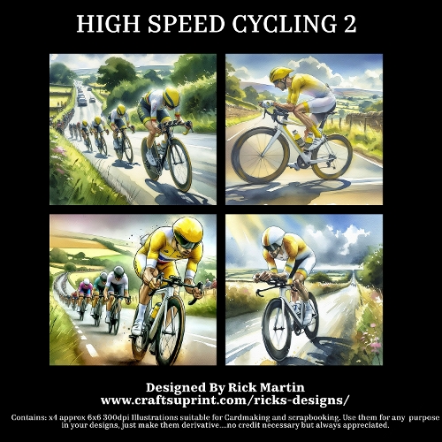 HIGH SPEED CYCLING 2  - Illustrations for Cardmakers & Designers 