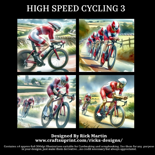 HIGH SPEED CYCLING 3  - Illustrations for Cardmakers & Designers 