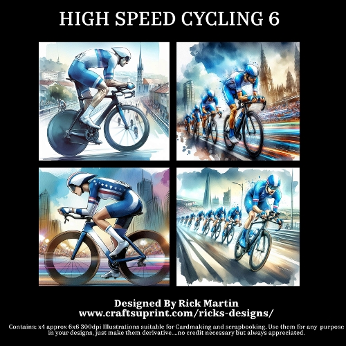 HIGH SPEED CYCLING 6  - Illustrations for Cardmakers & Designers 