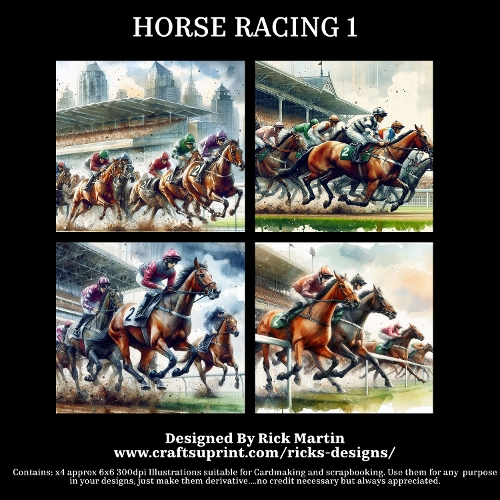 HORSE RACING 1 - Illustrations for Cardmakers & Designers 