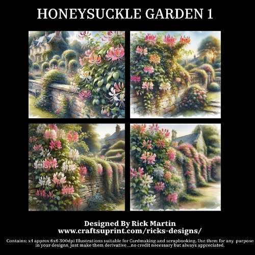 HONEYSUCKLE GARDEN 1 - Illustrations for Cardmakers & Designers 