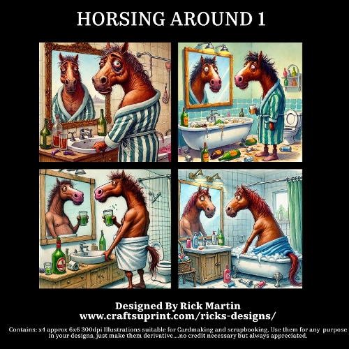 HORSING AROUND 1 - Illustrations for Cardmakers & Designers 