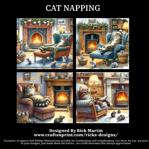 CAT NAPPING 1 - Illustrations for Cardmakers & Designers 