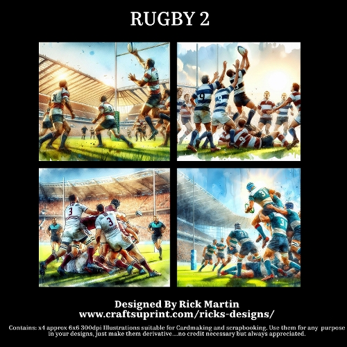 RUGBY 2 - Illustrations for Cardmakers & Designers 