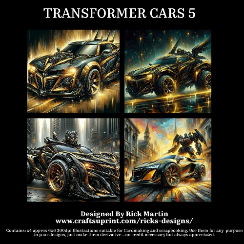 TRANSFORMER CARS 5 - Illustrations for Cardmakers & Designers 