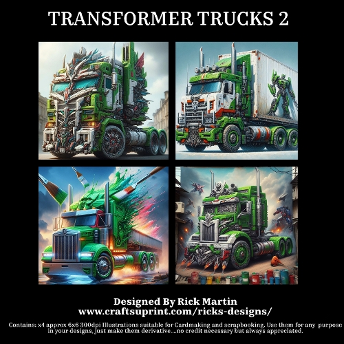 TRANSFORMER TRUCKS 2- Illustrations for Cardmakers & Designers 