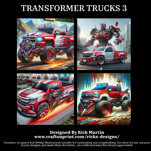 TRANSFORMER TRUCKS 3 - Illustrations for Cardmakers & Designers 