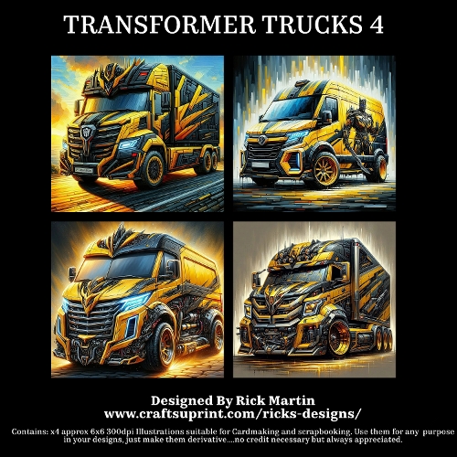TRANSFORMER TRUCKS 4 - Illustrations for Cardmakers & Designers 