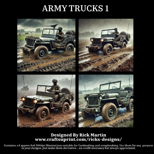 WW 2 ARMY JEEP 1 - Illustrations for Cardmakers & Designers 