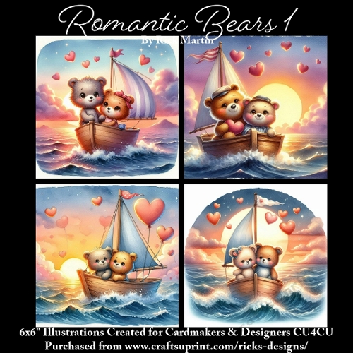 ROMANTIC BEARS 1 - Illustrations for Cardmakers & Designers 