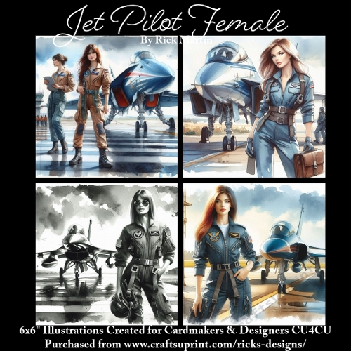 JET PILOT FEMALE - Illustrations for Cardmakers & Designers 