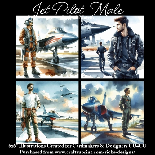 JET PILOT MALE - Illustrations for Cardmakers & Designers 