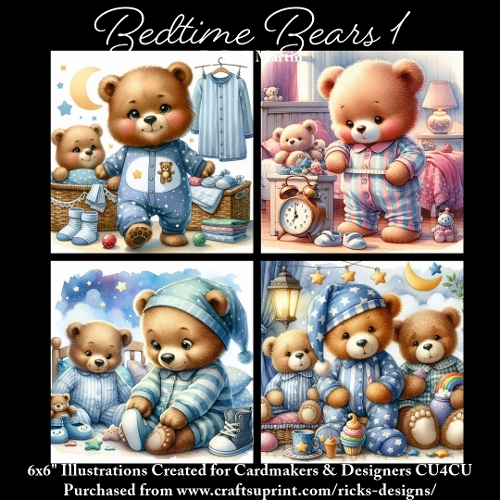 BEDTIME BEARS 2  - Illustrations for Cardmakers & Designers 