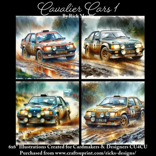 CAVALIER CARS 1- Illustrations for Cardmakers & Designers 