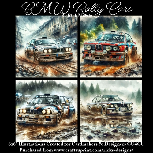BMW Rally 1- Illustrations for Cardmakers & Designers 