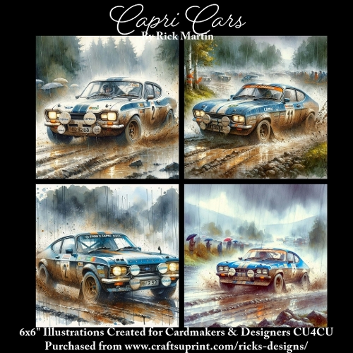 Capri Cars 1- Illustrations for Cardmakers & Designers 