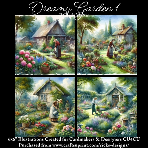 Dreamy Garden 1 - Illustrations for Cardmakers & Designers 
