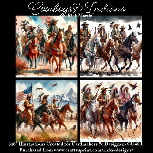 COWBOYS & INDIANS  - Illustrations for Cardmakers & Designers 