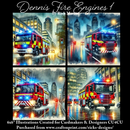 Dennis Fire Engines 1 - Illustrations for Cardmakers & Designers 
