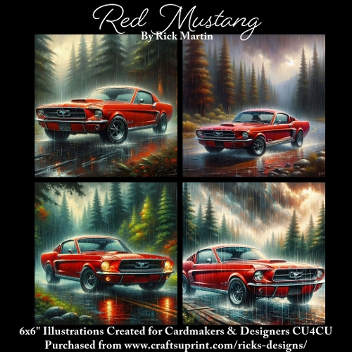 Red Mustang  - Illustrations for Cardmakers & Designers 