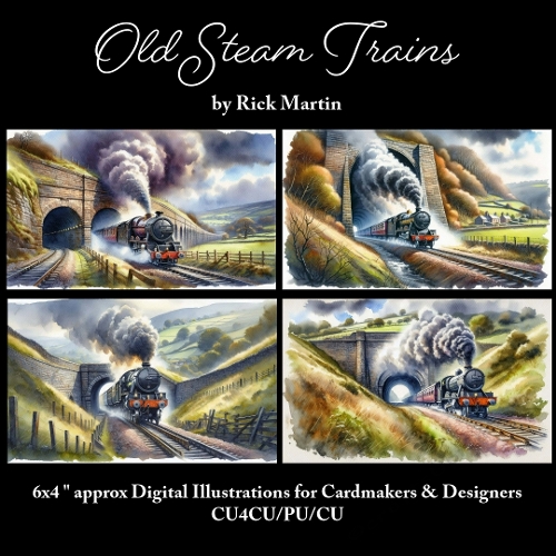 Old Steam Trains  - Illustrations for Cardmakers & Designers 