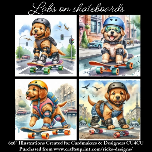 Lab on skateboards  - Ilustrations for Cardmakers & Designers