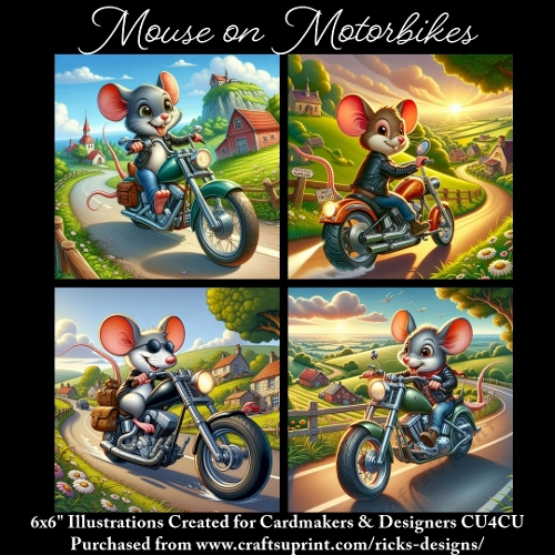 Mouse on Motorbikes - Ilustrations for Cardmakers & Designers