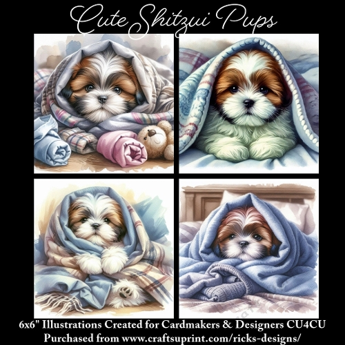 Cute Shitzui Pups  - Ilustrations for Cardmakers & Designers