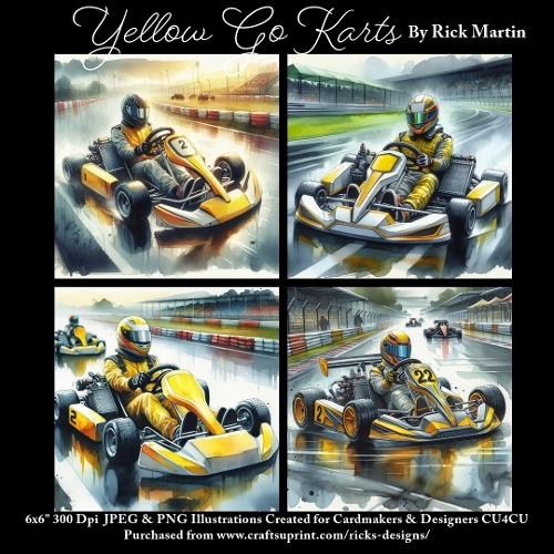 Yellow Go Karts - Ilustrations for Cardmakers & Designers