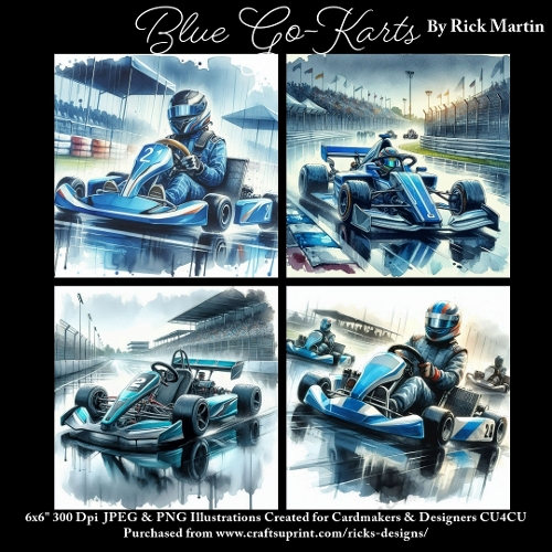 Blue Go Karts - Ilustrations for Cardmakers & Designers