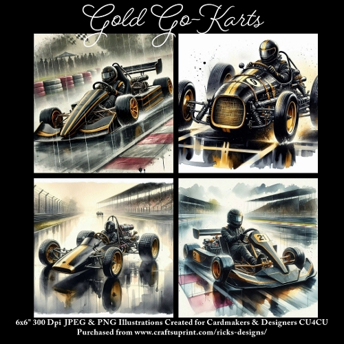 Gold Go Karts - Ilustrations for Cardmakers & Designers