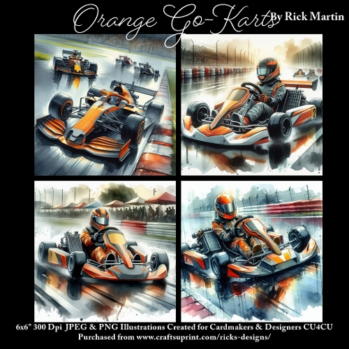 Orange Go Karts - Ilustrations for Cardmakers & Designers