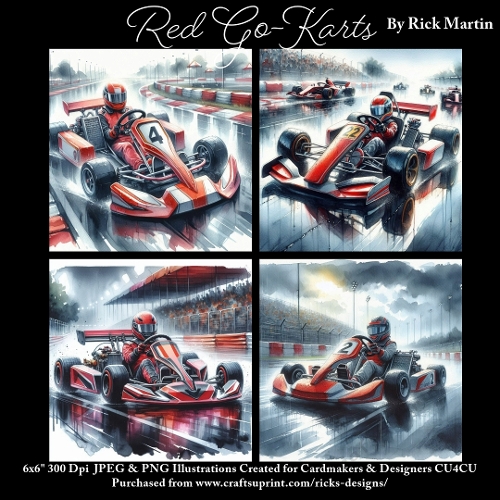 Red Go Karts - Ilustrations for Cardmakers & Designers