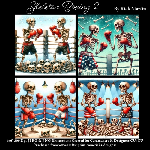 Skeleton Boxing 2 - Ilustrations for Cardmakers & Designers